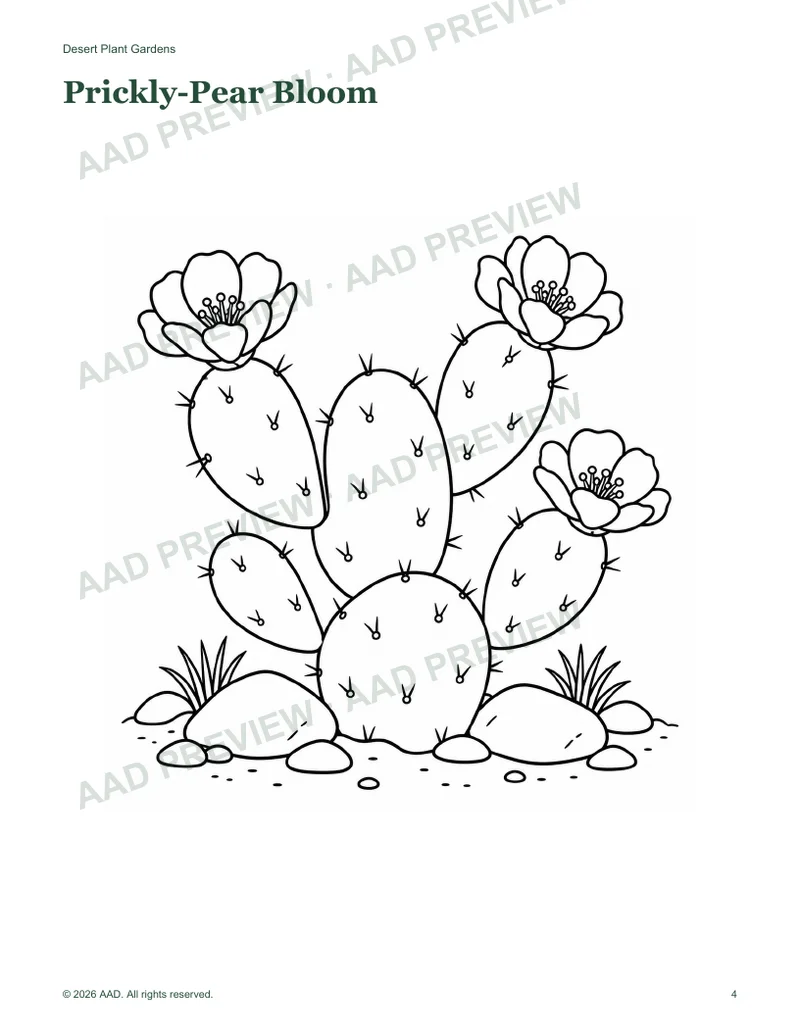 Watermarked prickly-pear coloring page