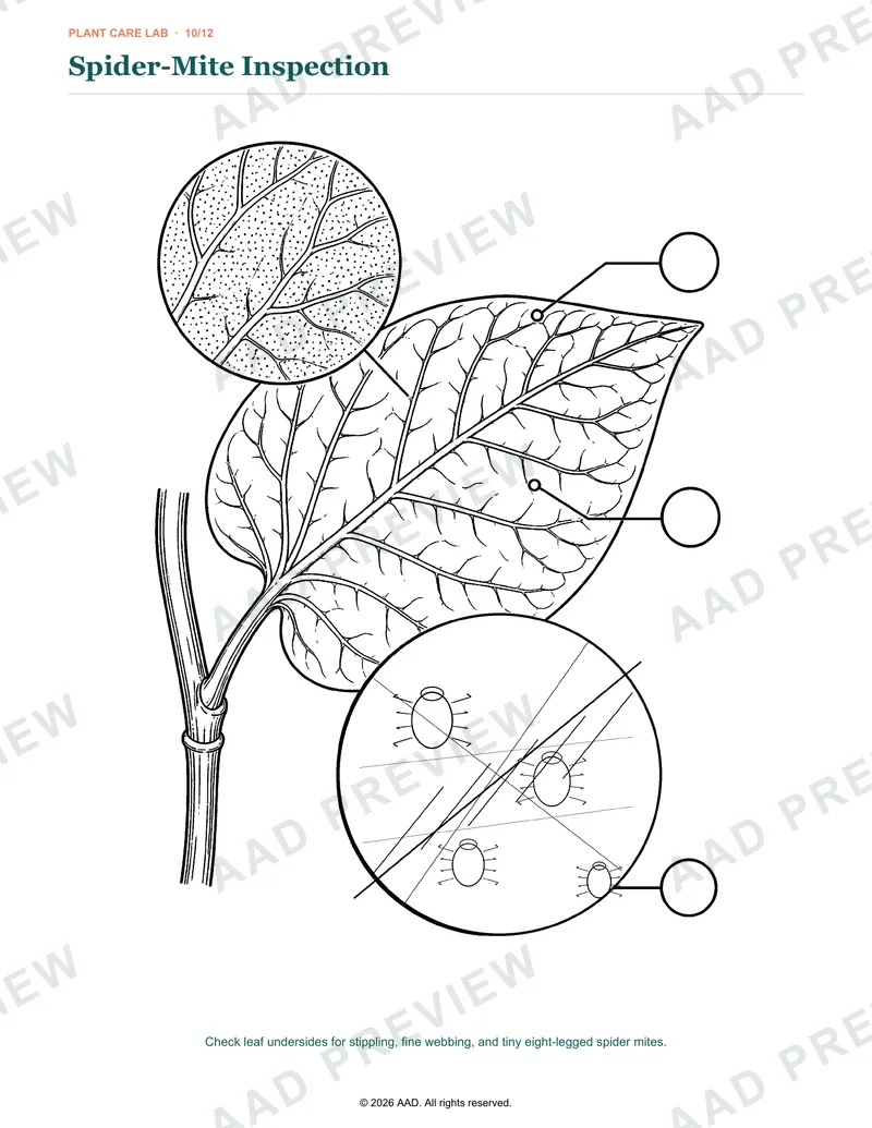 Watermarked preview of the Spider-Mite Inspection coloring page